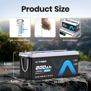 SWE LiFePO4 12V/200Ah Lithium Battery w. BT and Heater