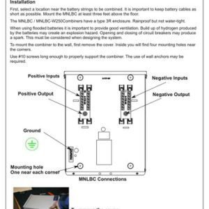 MNLBC-W250 Disconnecting Lithium Battery Combiner