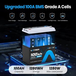 TB 12.8V/100Ahr Lithium Battery with Heater and Bluetooth 5 yr warranty
