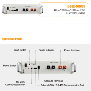 Pytes E-BOX-48100R-B LiFePO4 Battery 5.12kW 51.2V 100Ah