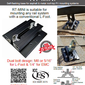RT2-00-MINIBK Roof Tech MINI Base w/screws (1base, 2 screws, nut and bolt, per)