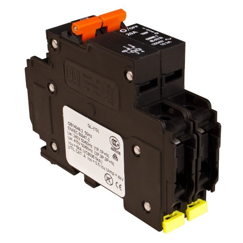 MNEAC-2P Midnite Din Rail Breaker 2 Pole AC type 10,15,20,30,40,50, or 60 Amp