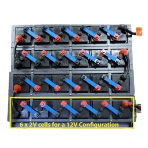 Sacred Sun 12 Volt 500 Ahr Carbon Battery Bank Complete with racking and buss bars 6kWh