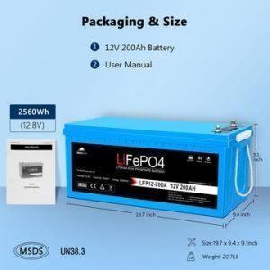 SWE LiFePO4 12V/200Ah Lithium Battery w. BT and Heater